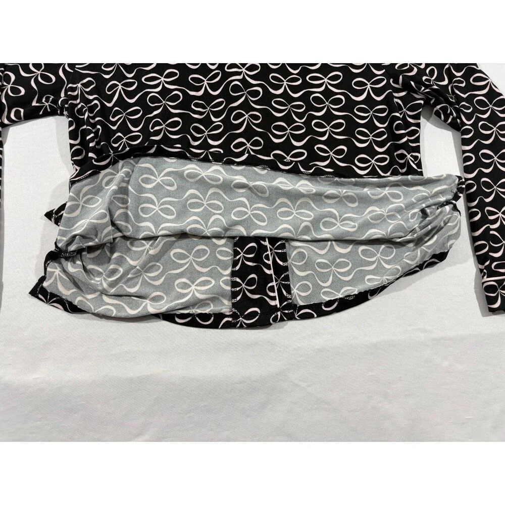 Kate Spade Black Pink Bows Soft Button Blouse Top Only Lounge Womens Shirt Sz XL